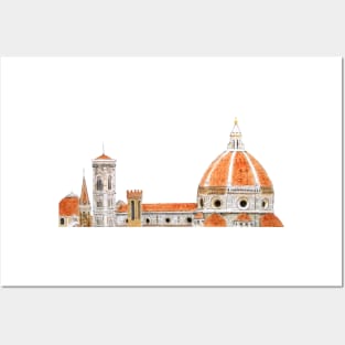 Italy Florence Cathedral Duomo watercolor painting Posters and Art